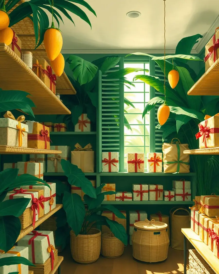 Tropical Freeport boutique with wrapped parcels